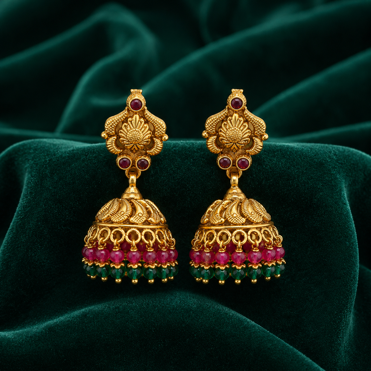 🌺 Ratnarekha Temple Jhumkas - 11.339 GM