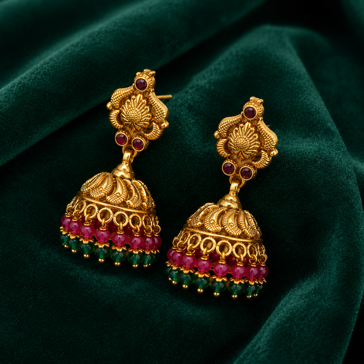 🌺 Ratnarekha Temple Jhumkas - 11.339 GM
