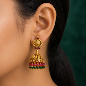 🌺 Ratnarekha Temple Jhumkas - 11.339 GM