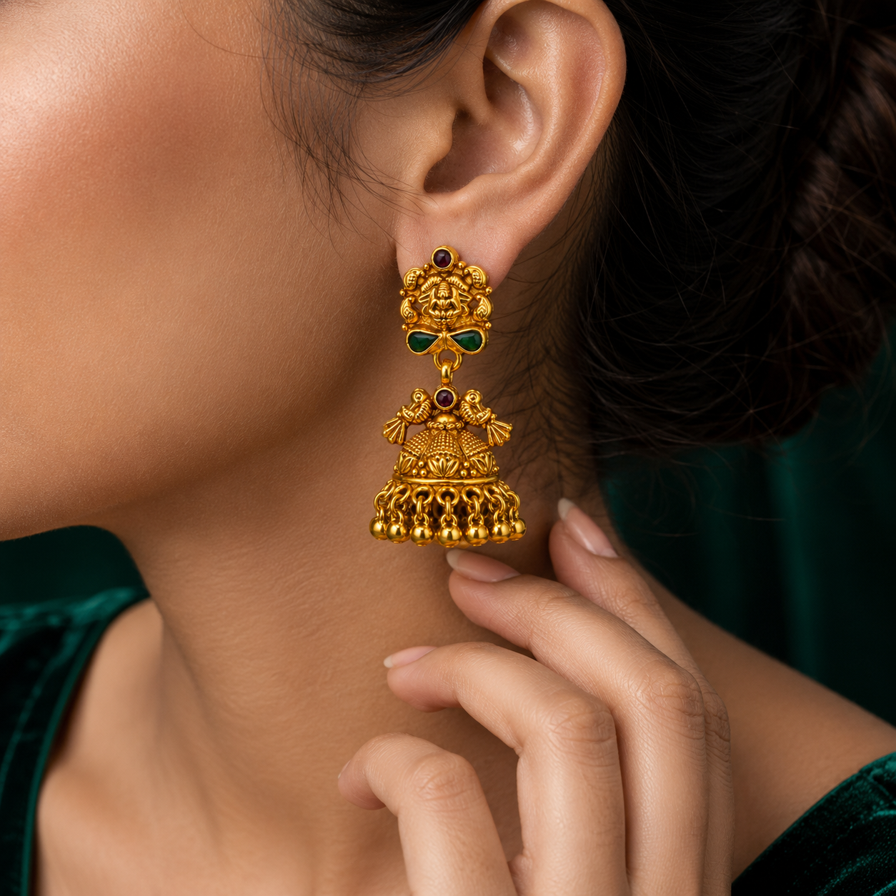 🦜 Mayoorika Temple Jhumkas - 15.563 GM