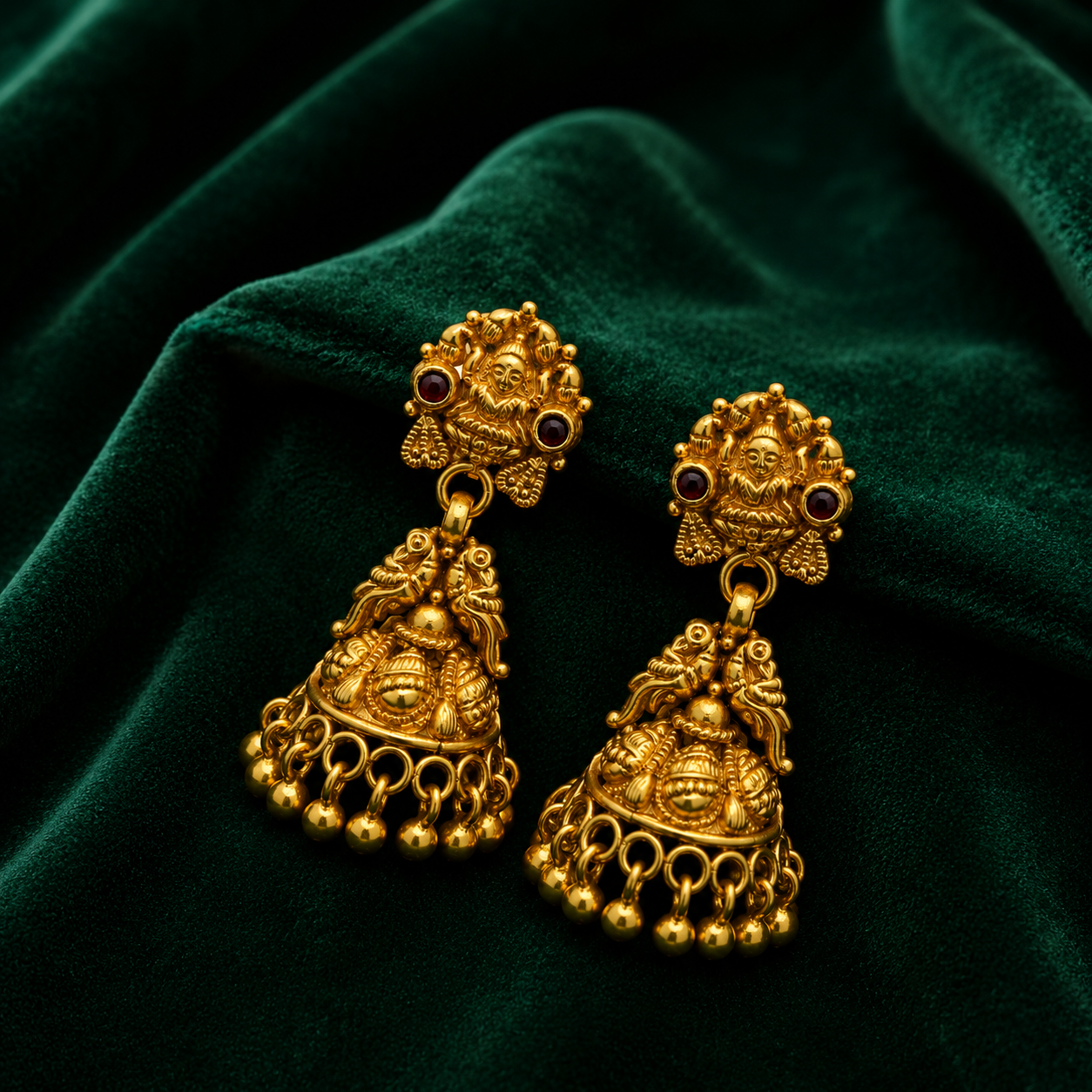 🌺 Rajanidhi Temple Jhumkas - 10.500 GM