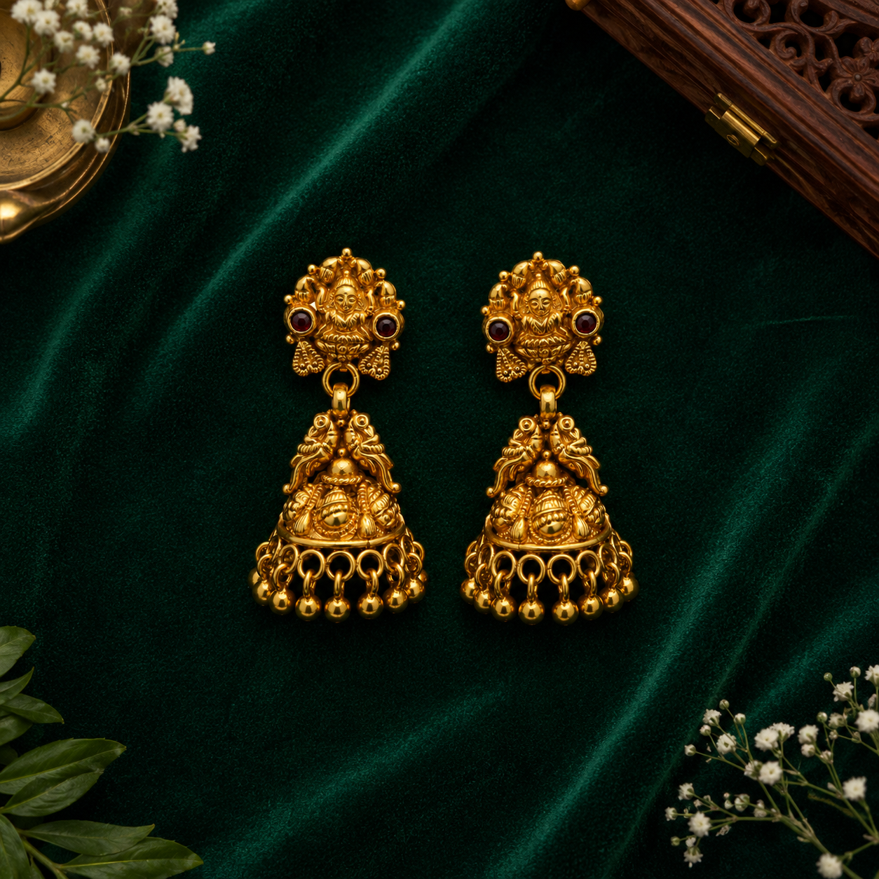 🌺 Rajanidhi Temple Jhumkas - 10.500 GM