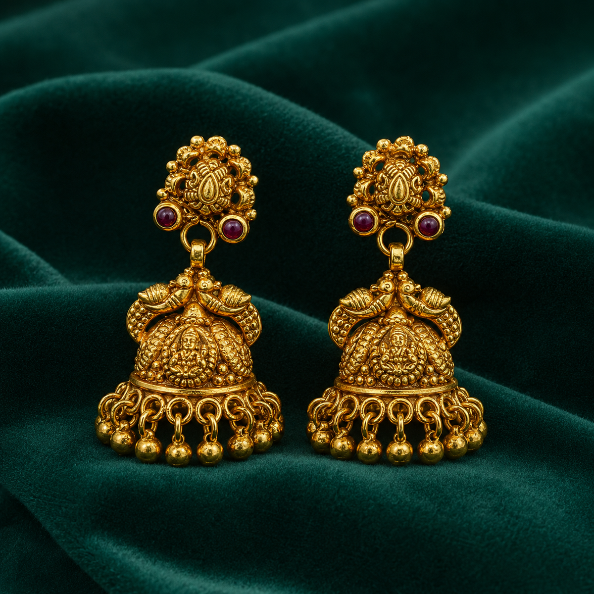 🦢 Vaidehika Temple Jhumkas - 10.940 GM