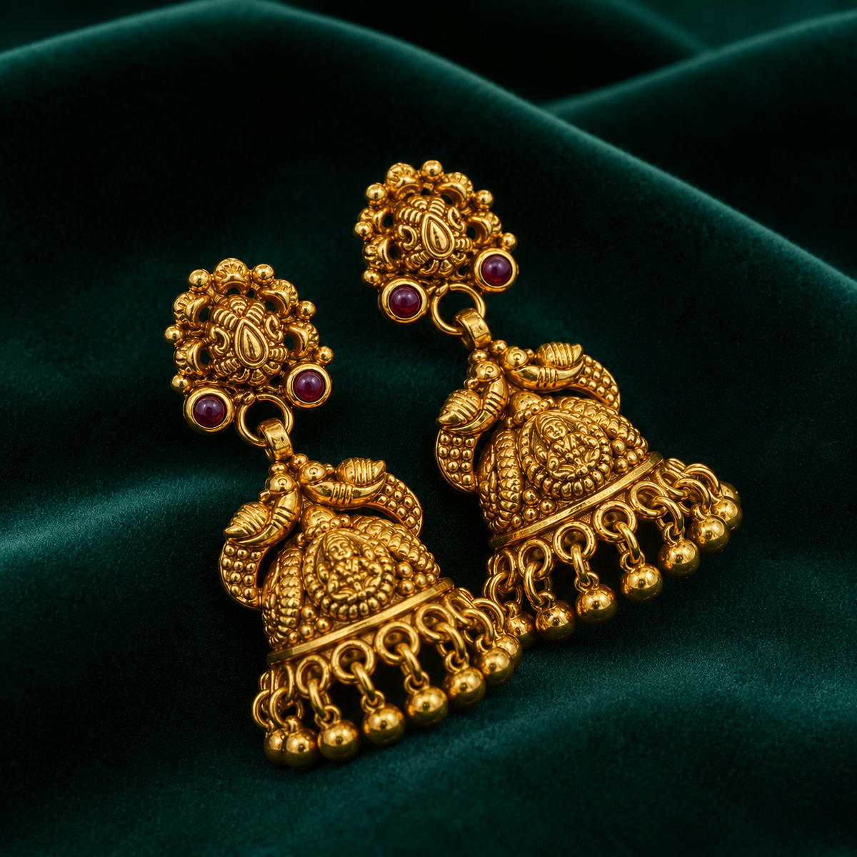 🦢 Vaidehika Temple Jhumkas - 10.940 GM
