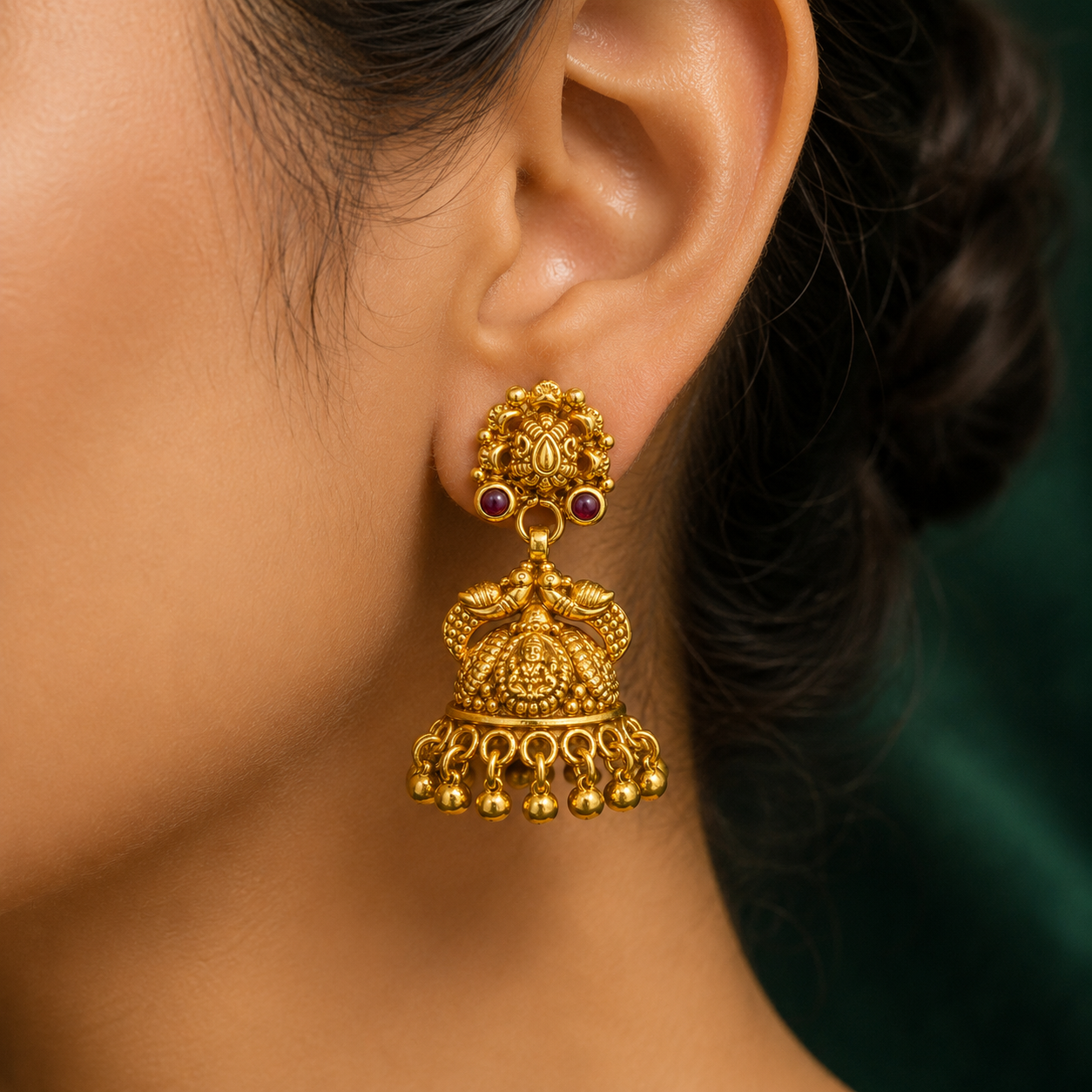 🦢 Vaidehika Temple Jhumkas - 10.940 GM