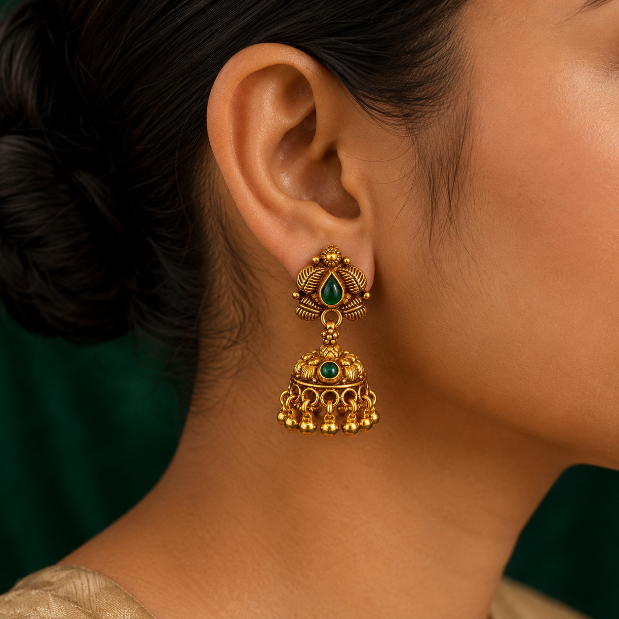 🍃 Harinika Temple Jhumkas - 8.790 GM