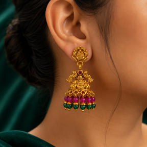 🦚 Ruby Peacock Jhumkas - 12.140 GM