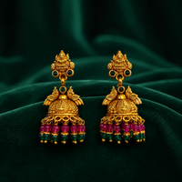 🌸 Emerald Lakshmi Jhumkas - 14.465 GM