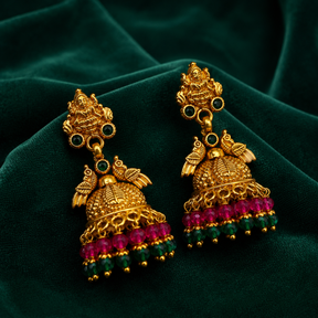 🌸 Emerald Lakshmi Jhumkas - 14.465 GM
