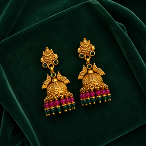 🌸 Emerald Lakshmi Jhumkas - 14.465 GM