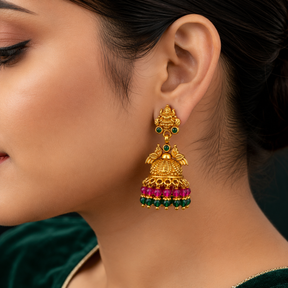🌸 Emerald Lakshmi Jhumkas - 14.465 GM