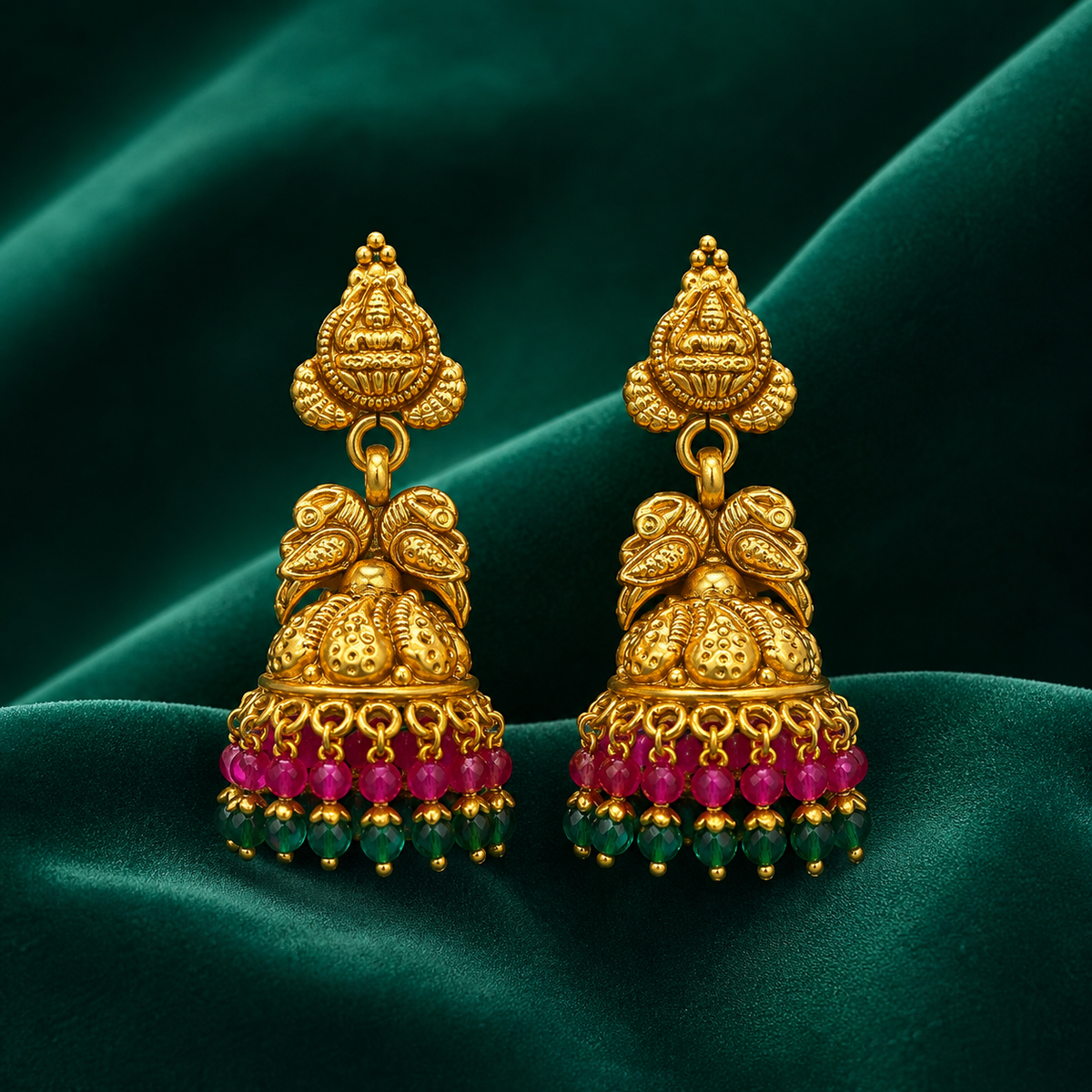 🌼 Ruby Blossom Jhumkas - 11.970 GM