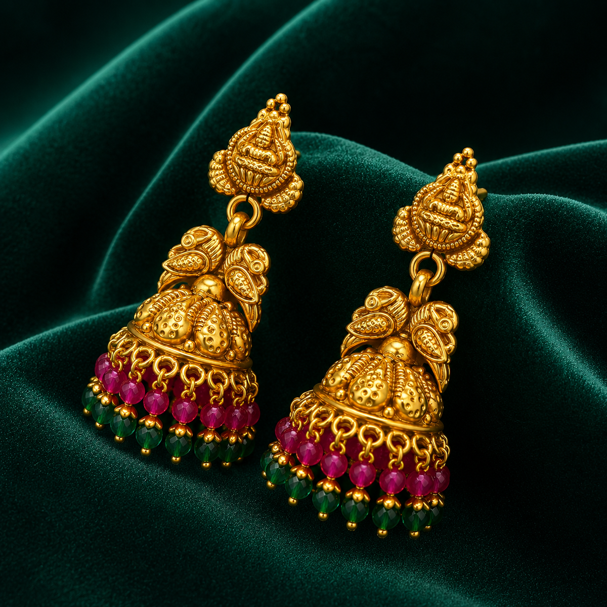 🌼 Ruby Blossom Jhumkas - 11.970 GM