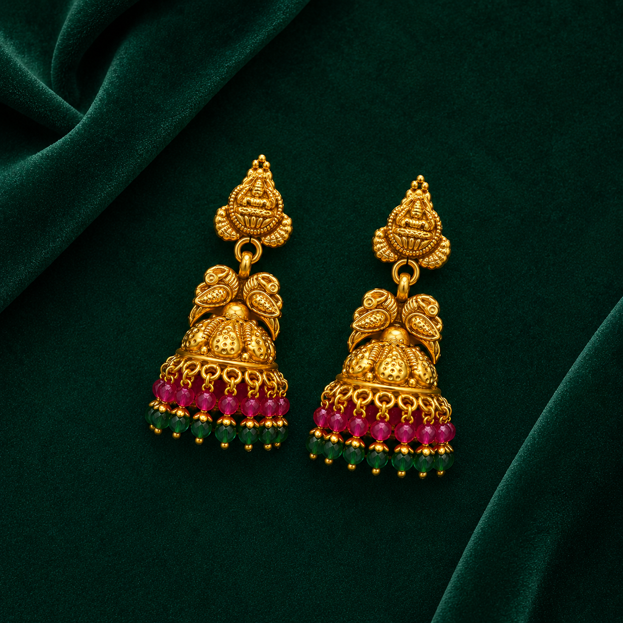 🌼 Ruby Blossom Jhumkas - 11.970 GM