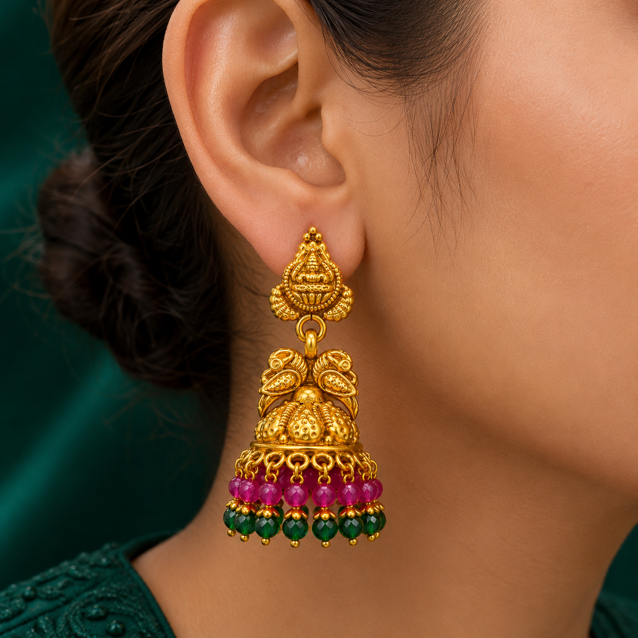 🌼 Ruby Blossom Jhumkas - 11.970 GM