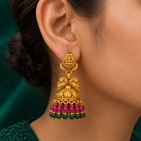 🌼 Ruby Blossom Jhumkas - 11.970 GM