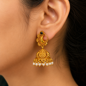 🖤 Pearl Crescent Jhumkas - 9.576