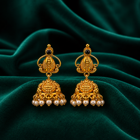 🌙 Midnight Pearl Jhumkas -8.475 GM