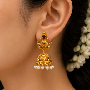 🌙 Midnight Pearl Jhumkas -8.475 GM
