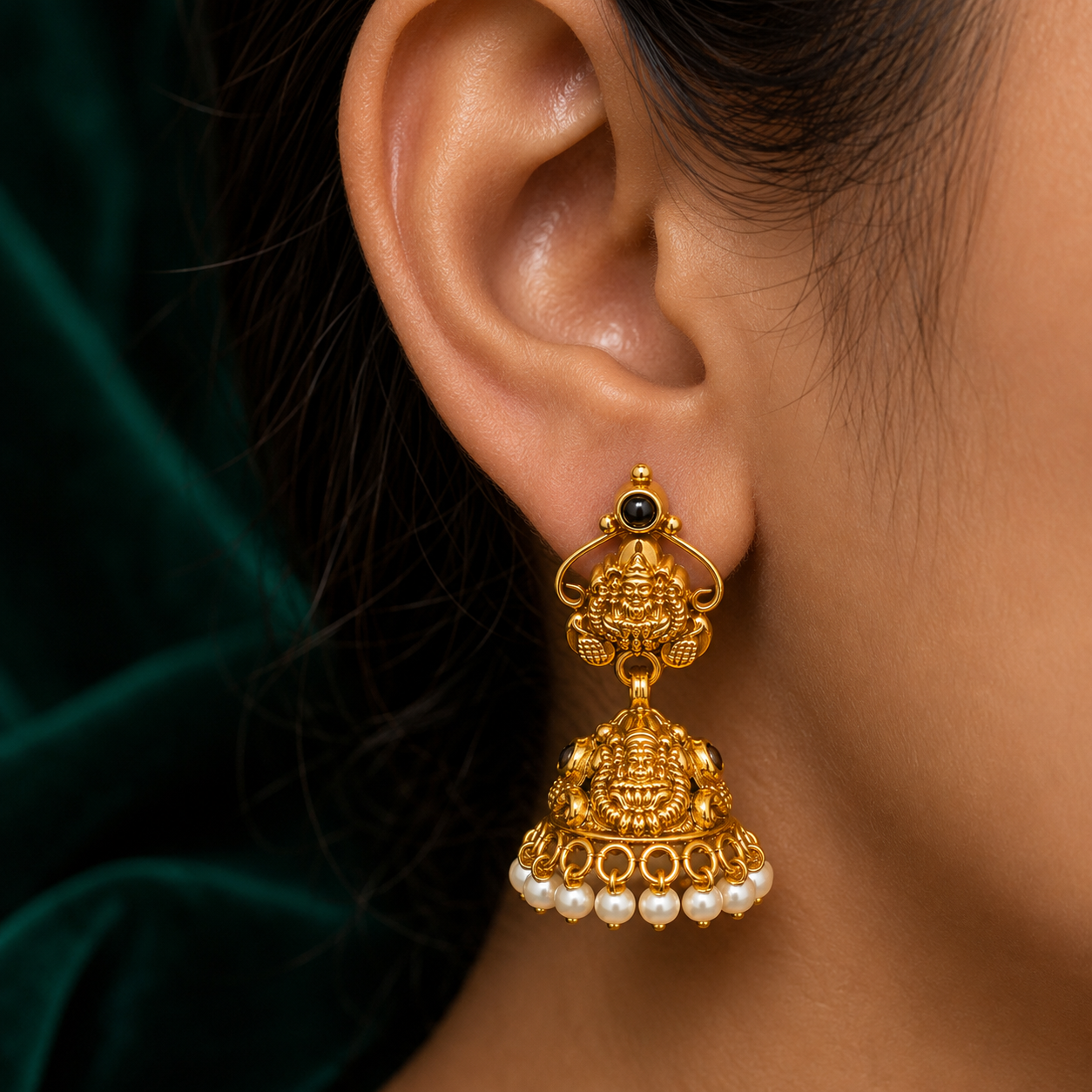 🦢 Chandraprabha Pearl Jhumkas -8.678 GM