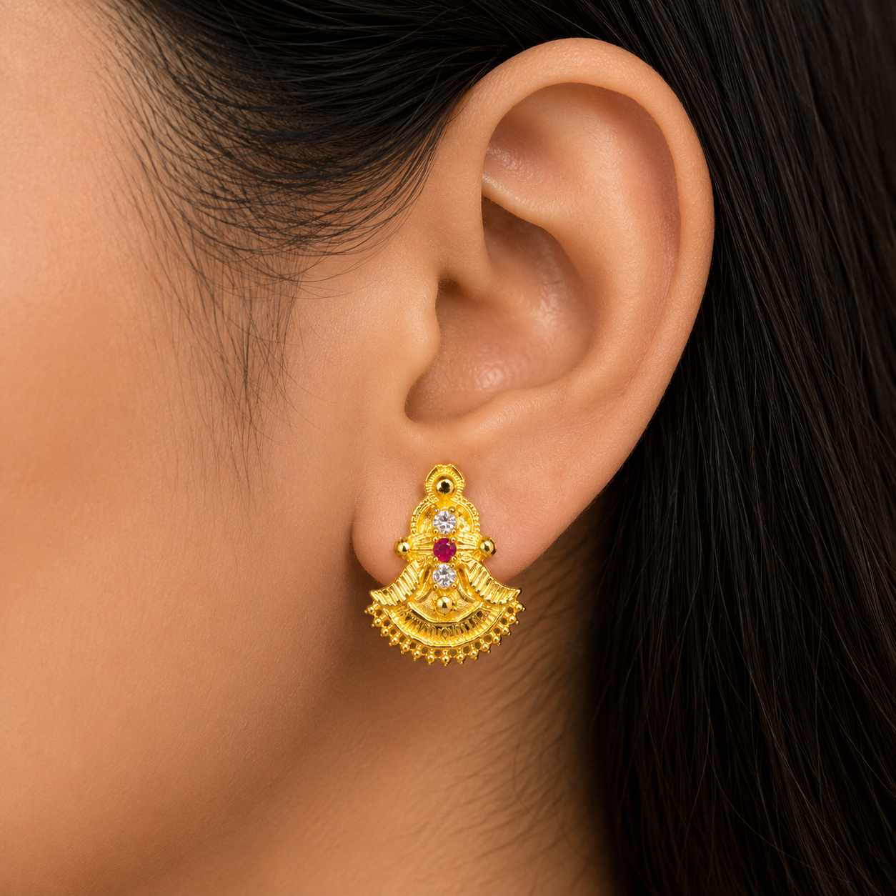✨ Chandrika Ruby Studs - 4.690 GM