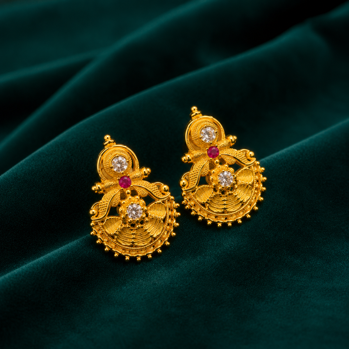 🌼 Mrinalini Ruby Studs - 4.555 GM