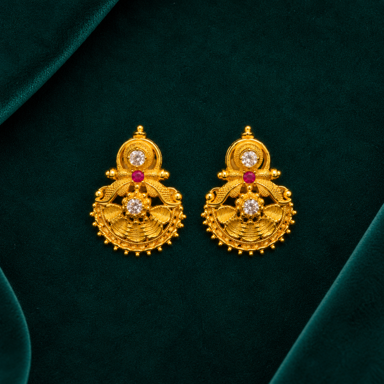 🌼 Mrinalini Ruby Studs - 4.555 GM