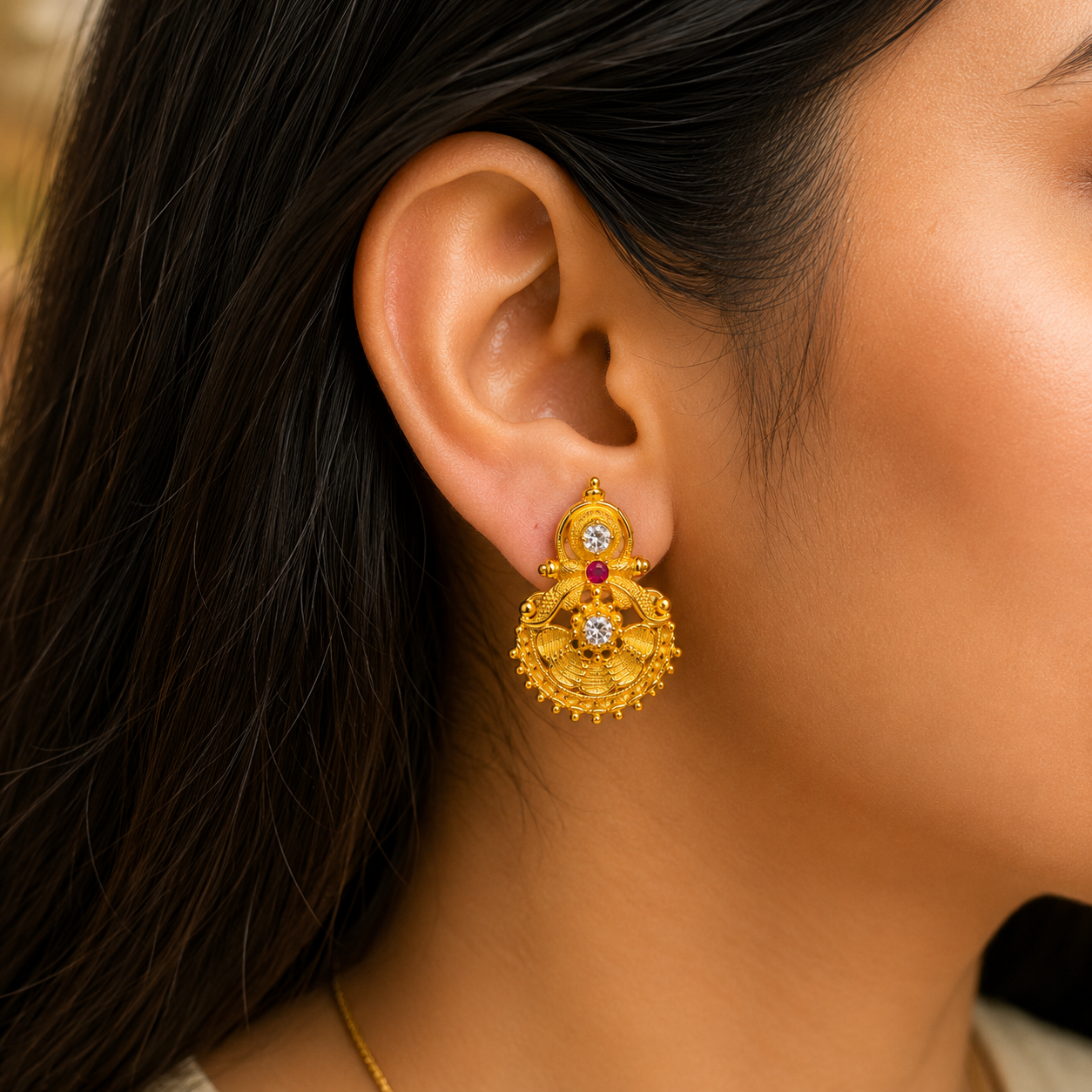 🌼 Mrinalini Ruby Studs - 4.555 GM