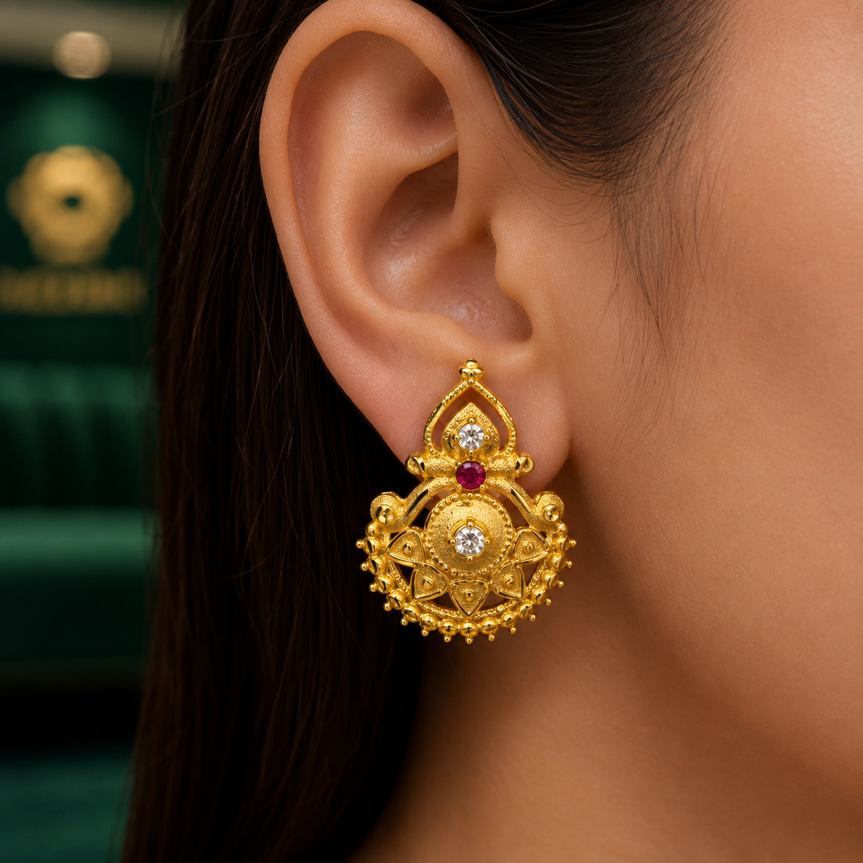 🌸 Vamika Ruby Studs -4.174 GM