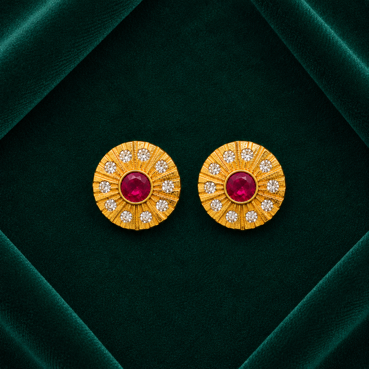 ❤️ Ruby Sunburst Studs -4.130 GM