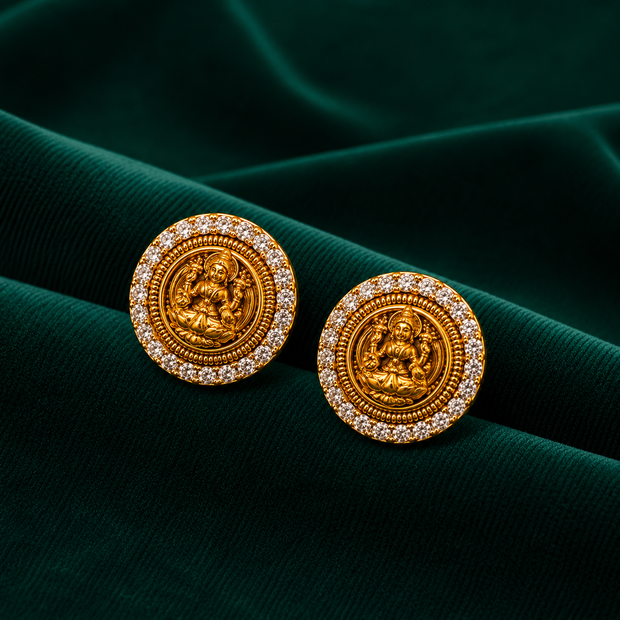 🪷 Lakshmi CZ Halo Studs - 4.480 GM