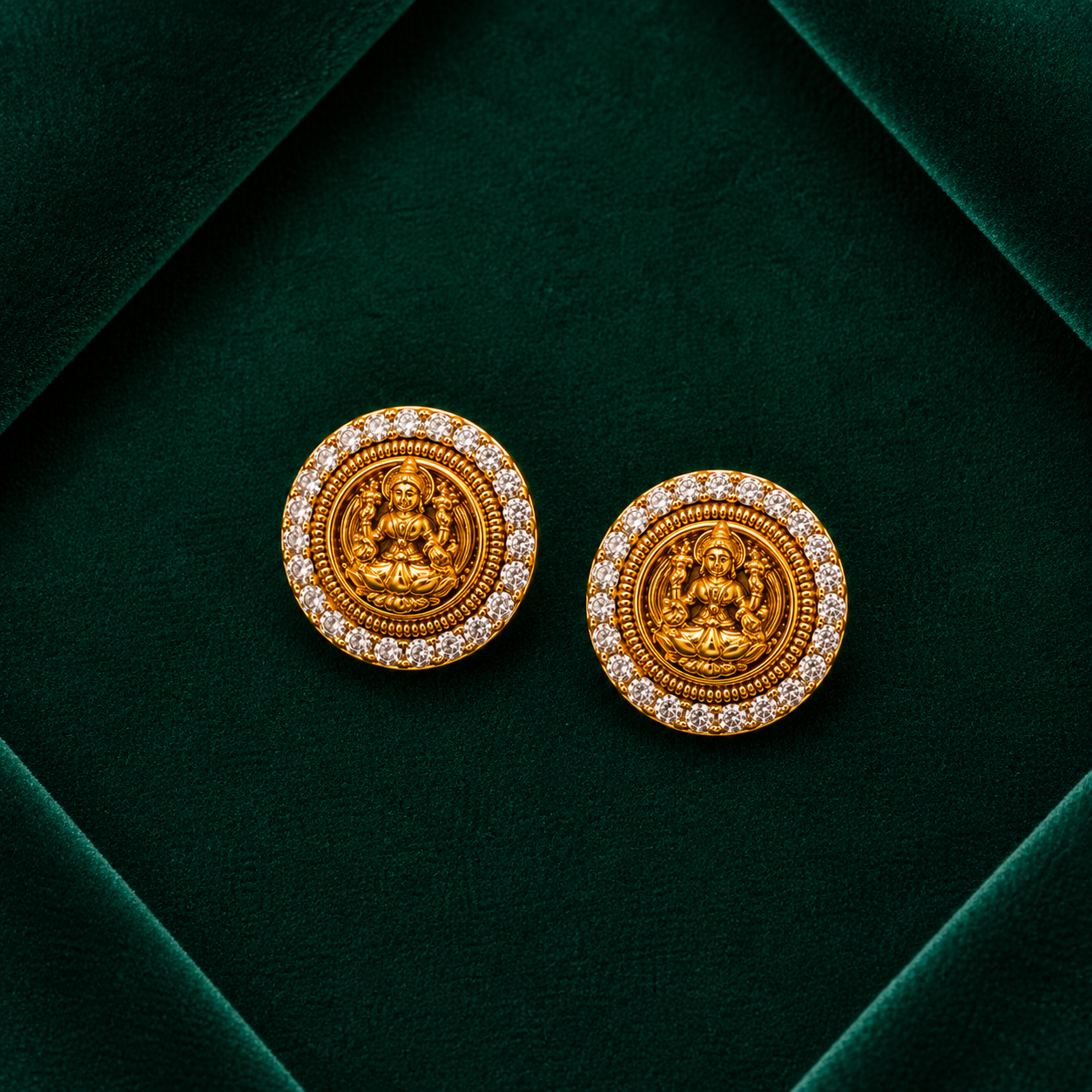 🪷 Lakshmi CZ Halo Studs - 4.480 GM
