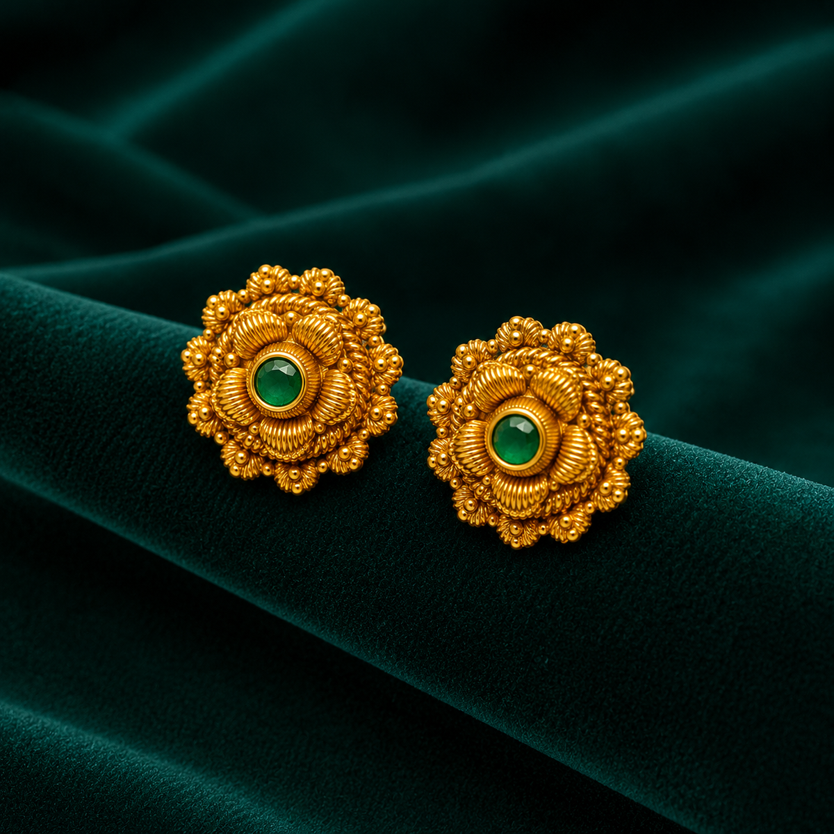 💚 Emerald Floral Studs -4.150 GM
