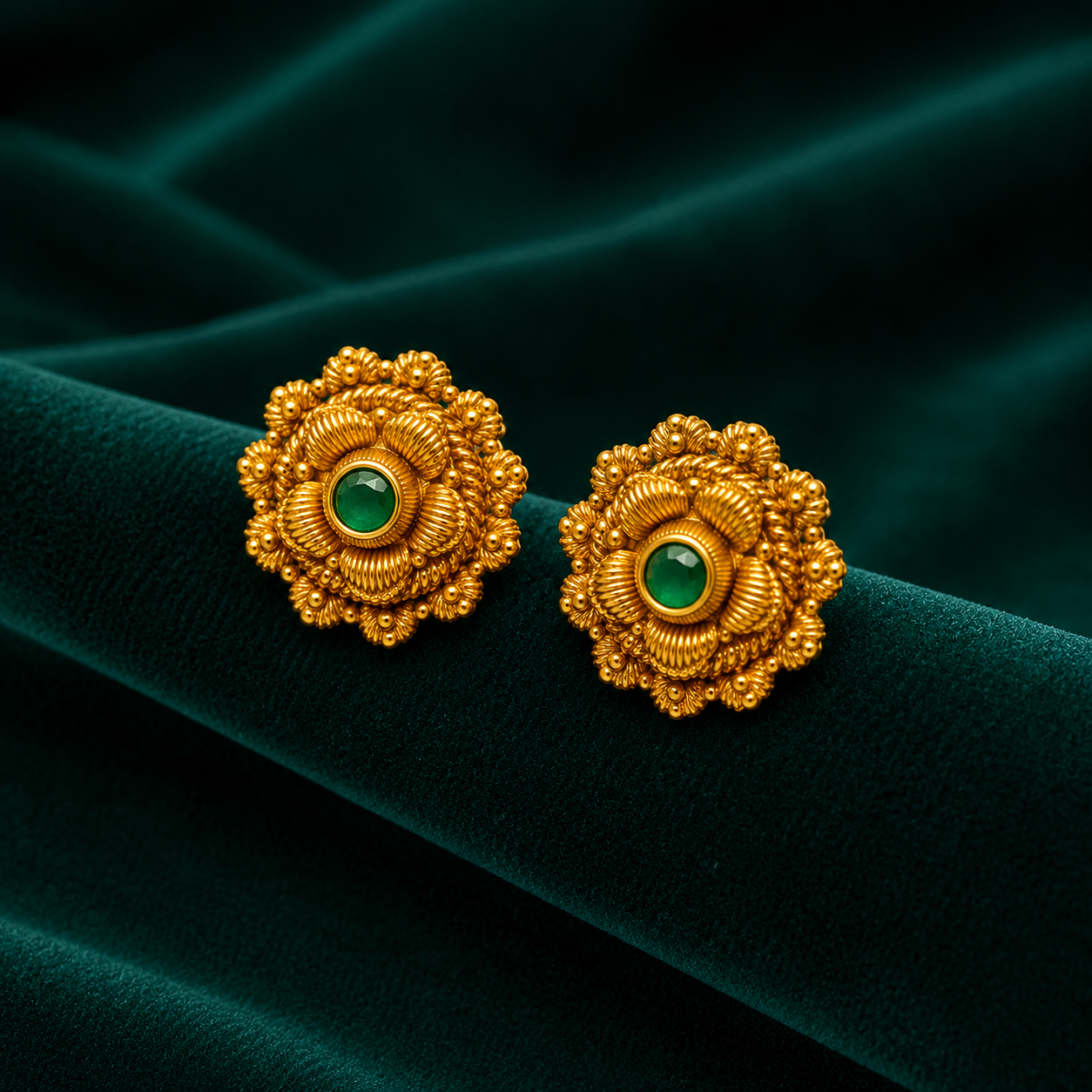 💚 Emerald Floral Studs -4.150 GM