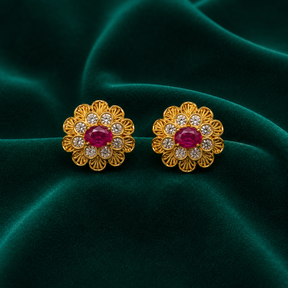 ❤️ Ruby CZ Floral Studs - 6.700 GM