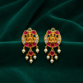 🪷 Lakshmi Ruby Pearl Drops - 7.450 GM