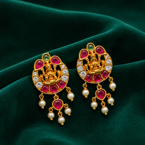 🪷 Lakshmi Ruby Pearl Drops - 7.450 GM
