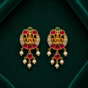 🪷 Lakshmi Ruby Pearl Drops - 7.450 GM