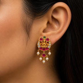 🪷 Lakshmi Ruby Pearl Drops - 7.450 GM
