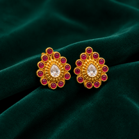 ❤️ Ruby Teardrop Floral Studs - 6.650 GM