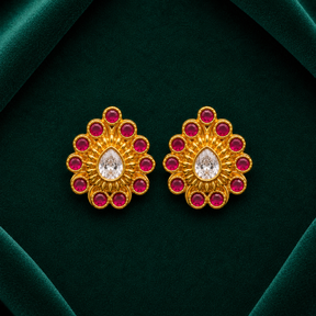 ❤️ Ruby Teardrop Floral Studs - 6.650 GM