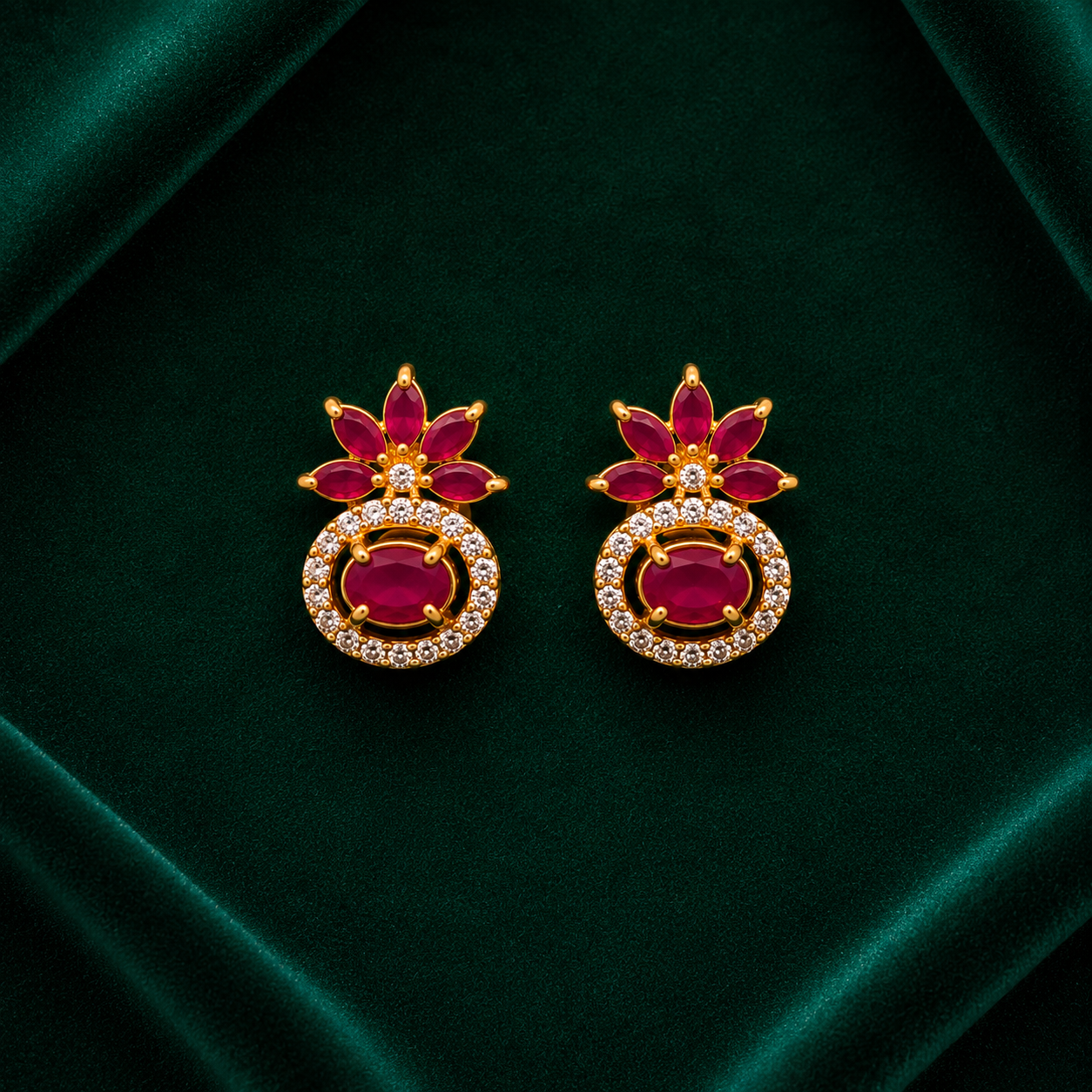❤️ Ruby Bloom Halo Studs - 6.120 GM