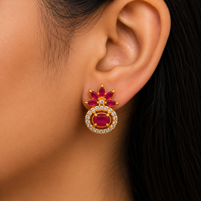 ❤️ Ruby Bloom Halo Studs - 6.120 GM