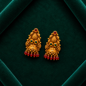 ❤️ Ruby Emerald Temple Jhumkas - 5.240 GM
