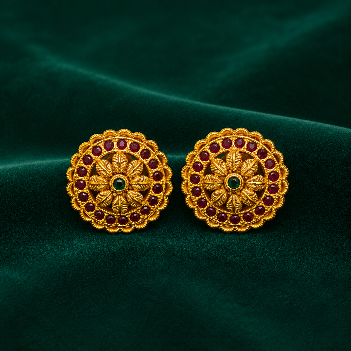 🌼 Ruby Emerald Mandala Studs -5.740 GM