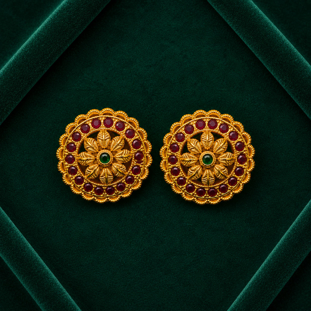 🌼 Ruby Emerald Mandala Studs -5.740 GM