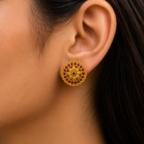 🌼 Ruby Emerald Mandala Studs -5.740 GM
