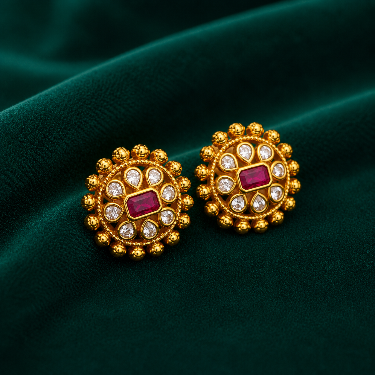 ❤️ Ruby CZ Halo Studs - 5.030 GM