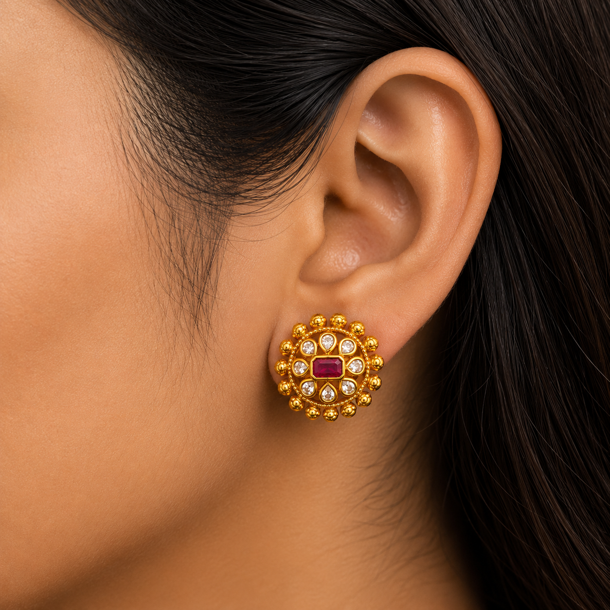 ❤️ Ruby CZ Halo Studs - 5.030 GM