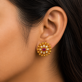 ❤️ Ruby CZ Halo Studs - 5.030 GM